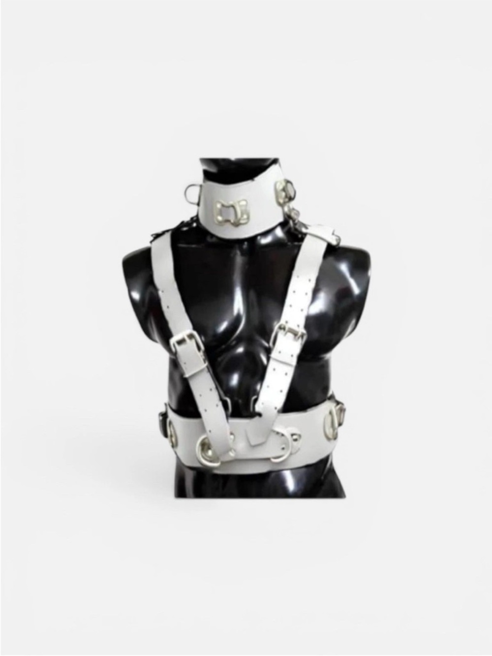 White Leather Harness Collar Set